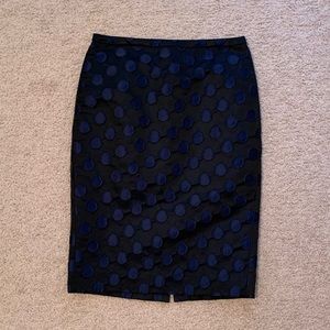 J. Crew navy polka dot pencil skirt size 4